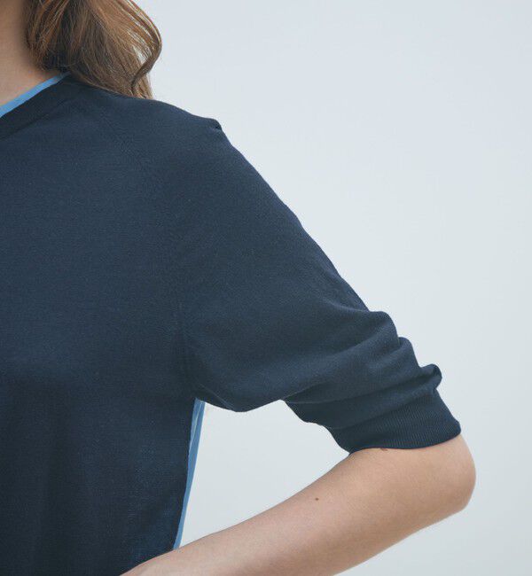 MACPHEE「ファブリックコンビ ハーフスリーブプルオーバー」|ニット・セーター|