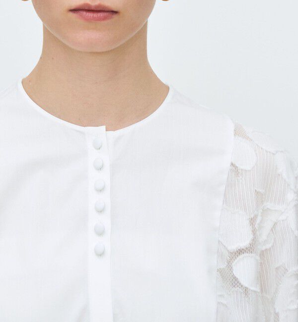 TOMORROWLAND collection「レイヤーカットジャカード ボザムコンビブラウス」|シャツ・ブラウス|