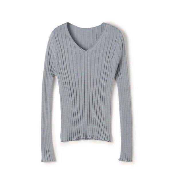 DES PRES「ドメスティックスパンシルク Vネックプルオーバー」|ニット・セーター|63 ライトブルー