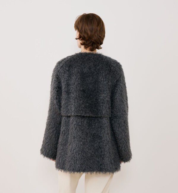 GALERIE VIE「ルスクアンゴラ カラーレスコート」|ノーカラーコート|