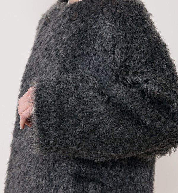 GALERIE VIE「ルスクアンゴラ カラーレスコート」|ノーカラーコート|