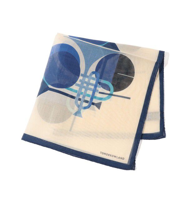 TOMORROWLAND GOODS「TOMORROWLAND コットンシルク プリントポケットチーフ」|バンダナ・スカーフ|64 ブルー系
