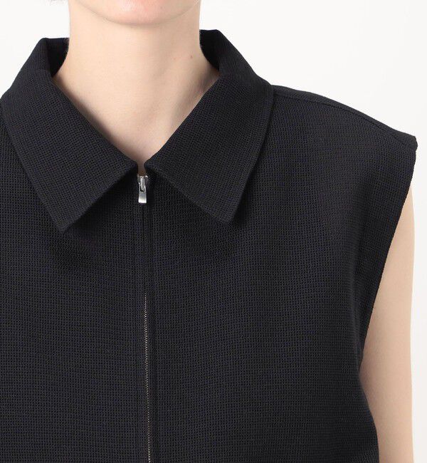 Ballsey「フラワーメッシュエンブロイダリー ジップアップジレ」|ベスト・ジレ|