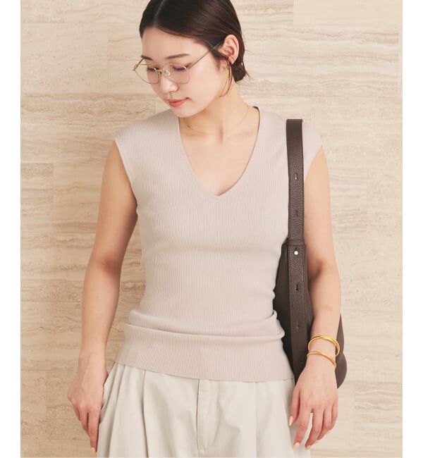 Plage「《予約》LE PETIT PULLE / ル プティ プレ 別注 VN SLEEVLESS プルオーバー」|ニット・セーター|グレーB