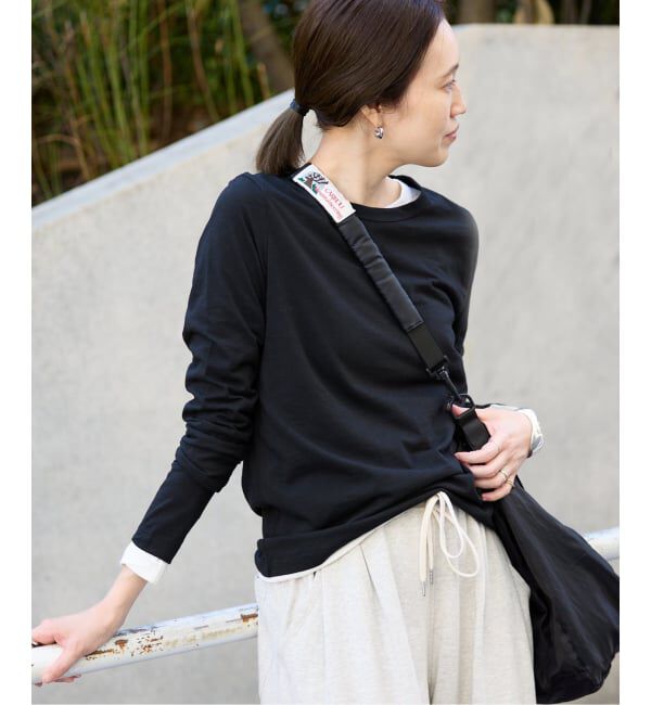 SLOBE IENA「シアー天竺クルーネックロンTEE」|Tシャツ・カットソー|ブラック