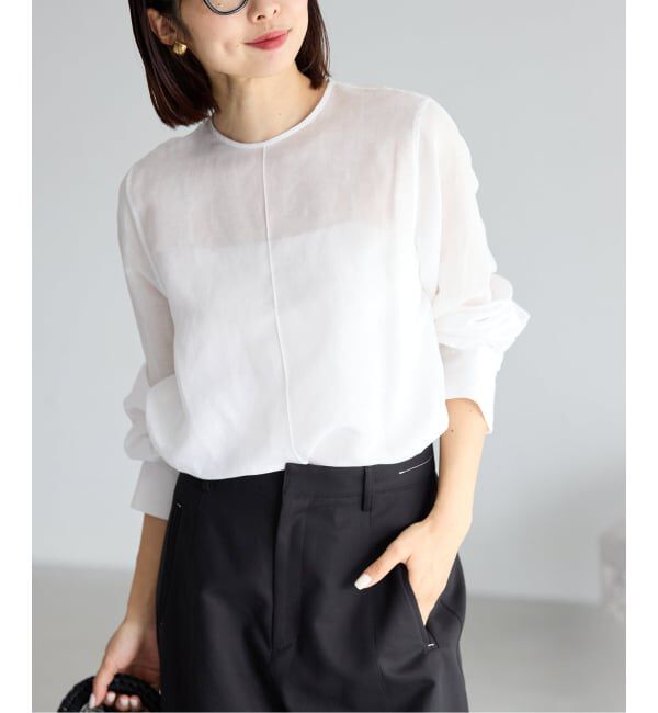 IENA「《新色/WEB限定/追加2》ラミーリヨセルノーカラーブラウス」|シャツ・ブラウス|