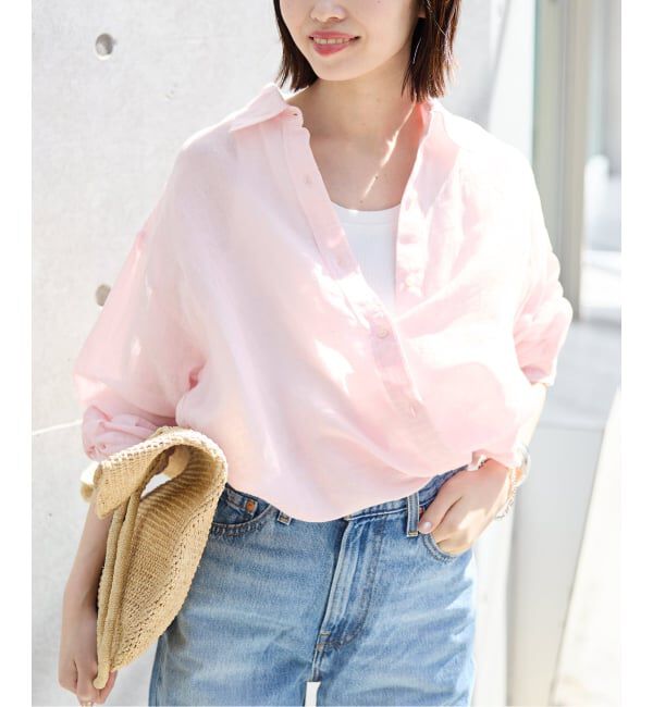 SLOBE IENA「《予約》リネンコットンカシュクールシャツ」|シャツ・ブラウス|ピンク