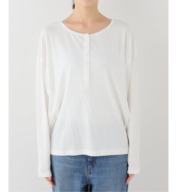 SLOBE IENA「フライスヘンリーネックワイドロンT」|Tシャツ・カットソー|ホワイト