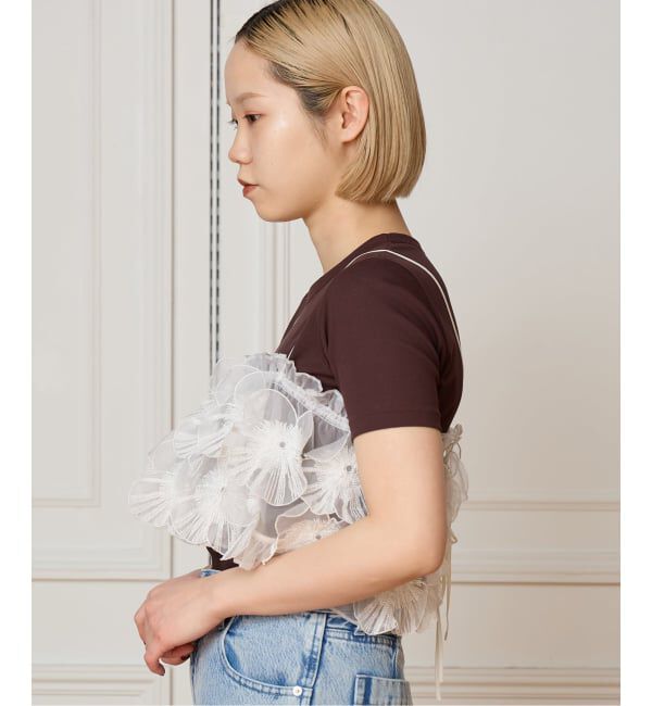 IENA LA BOUCLE「IENA LA BOUCLE フラワーモチーフオーガンジーキャミ」|キャミソール|