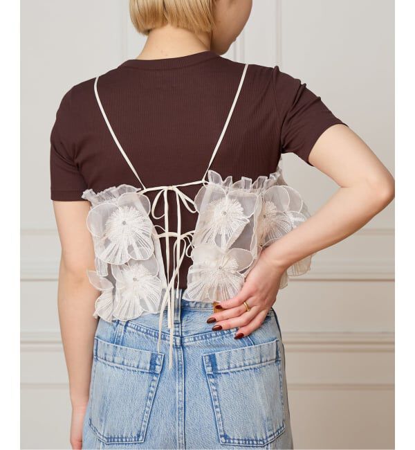 IENA LA BOUCLE「IENA LA BOUCLE フラワーモチーフオーガンジーキャミ」|キャミソール|