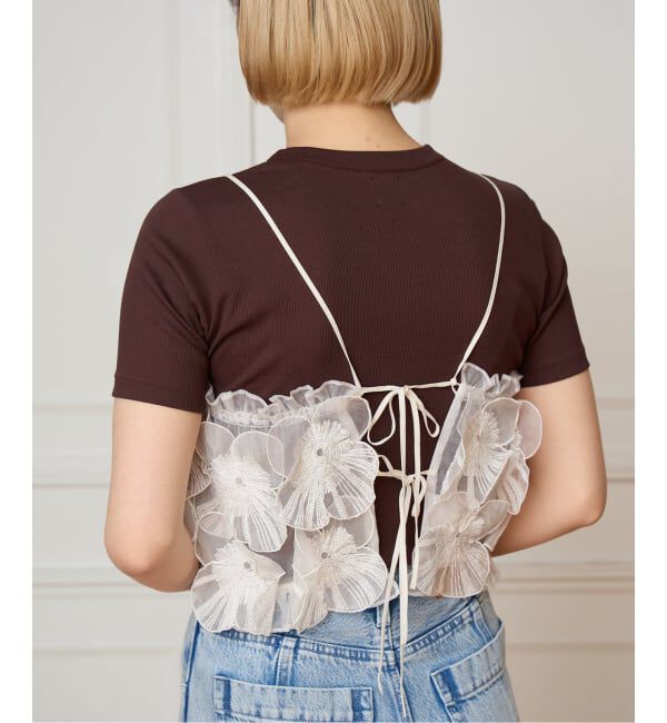 IENA LA BOUCLE「IENA LA BOUCLE フラワーモチーフオーガンジーキャミ」|キャミソール|