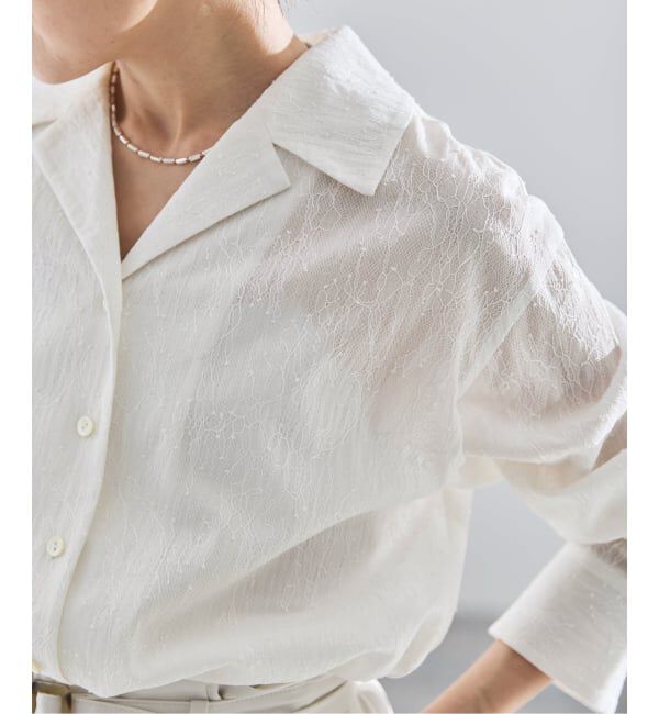 IENA「レース開襟シャツブラウス」|シャツ・ブラウス|ナチュラル