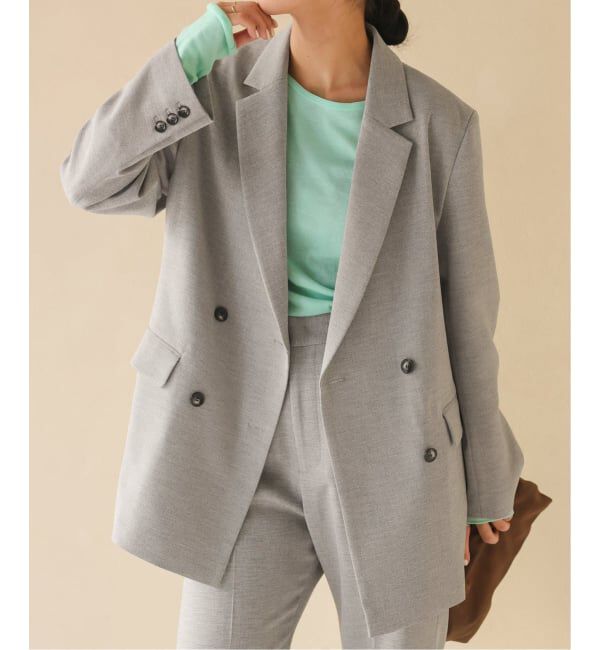 SLOBE IENA「《セットアップ対応可/追加3》ウォッシャブルツイルダブルジャケット」|テーラードジャケット|