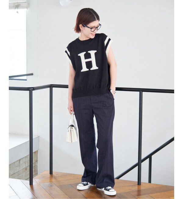 Spick and Span「ロゴジャガード フレンチスリーブニット」|ニット・セーター|