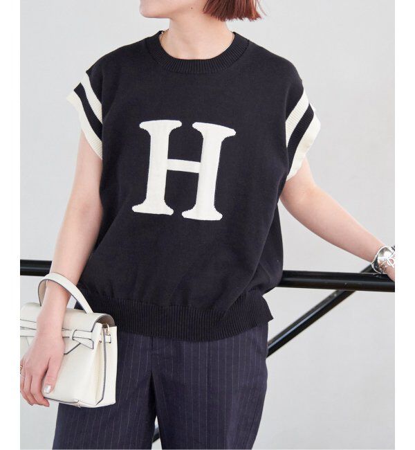 Spick and Span「ロゴジャガード フレンチスリーブニット」|ニット・セーター|