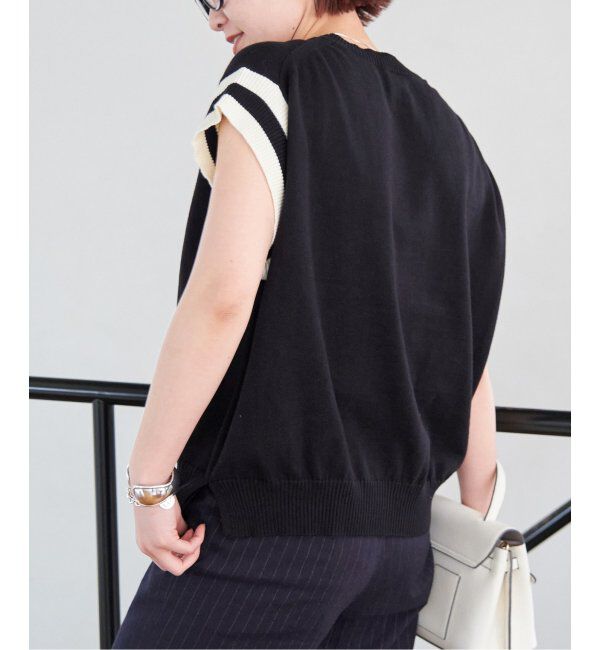 Spick and Span「ロゴジャガード フレンチスリーブニット」|ニット・セーター|