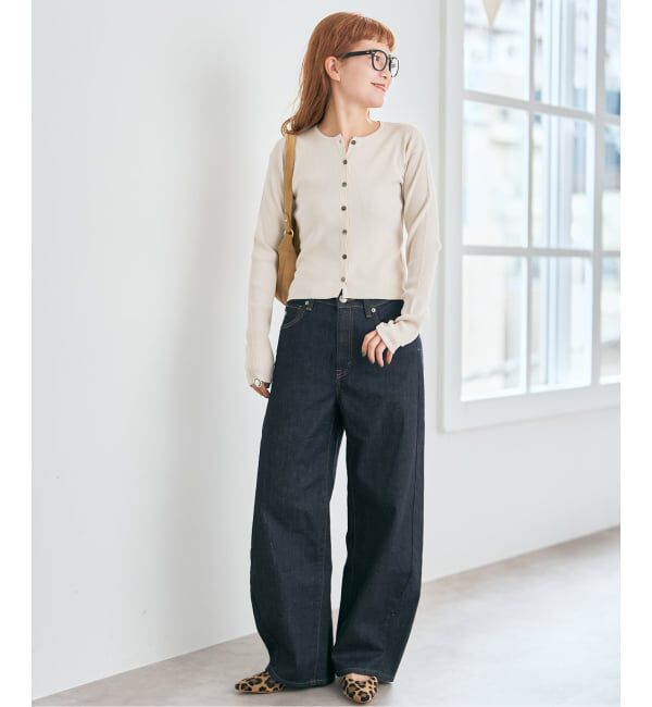 Spick and Span「Vis/PE リブクルーネックカーディガン」|カーディガン|