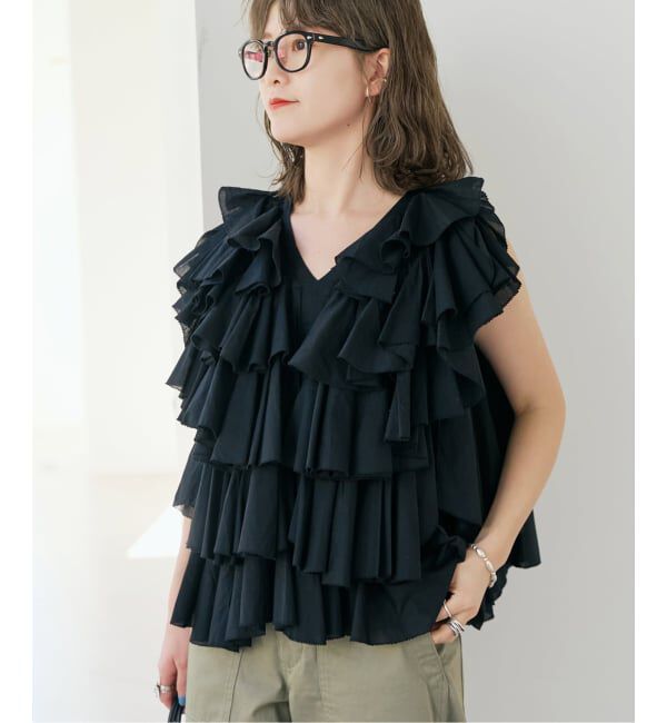 Spick and Span「《予約》AAYUSHI / アユーシ レイヤードラッフル ブラウス」|シャツ・ブラウス|