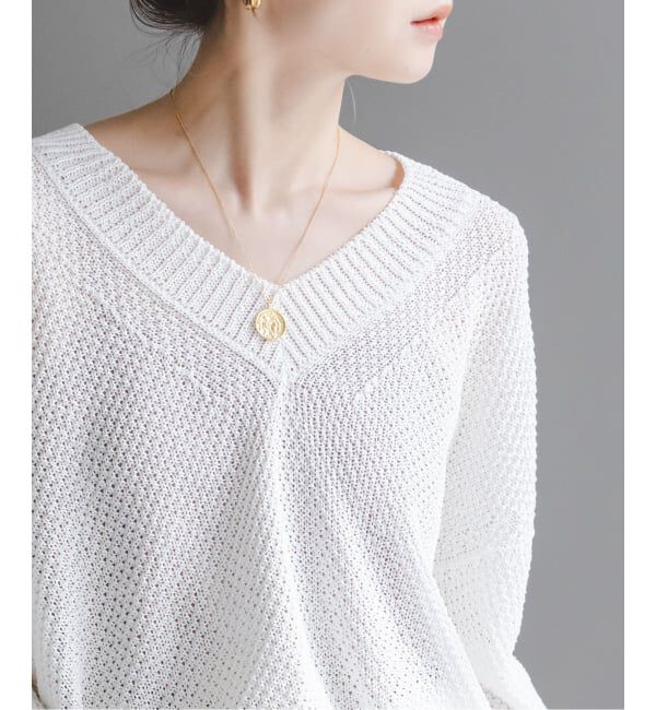 NOBLE「《追加予約》ペーパーヤーンVネック プルオーバー」|ニット・セーター|