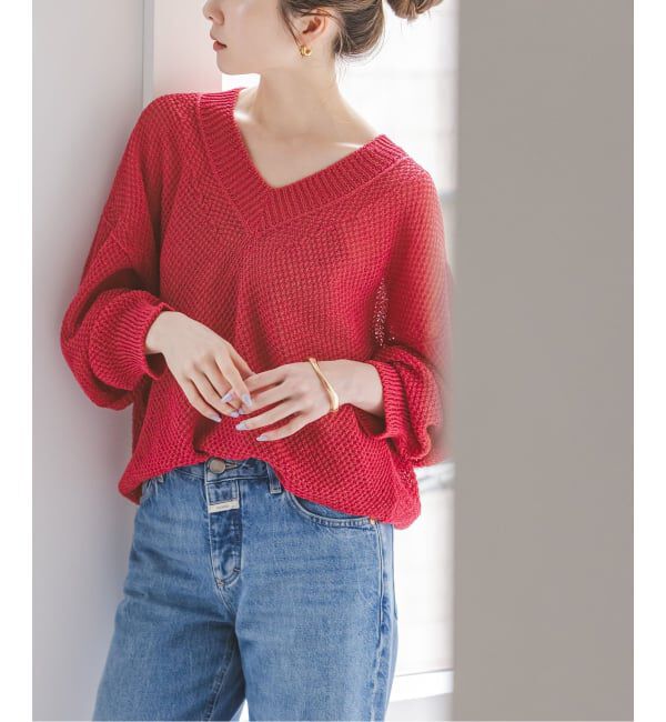 NOBLE「《追加予約》ペーパーヤーンVネック プルオーバー」|ニット・セーター|