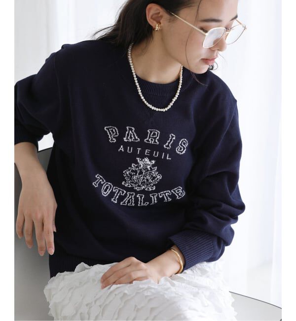  「【洗える】インターシャロゴニット」|ニット・セーター|