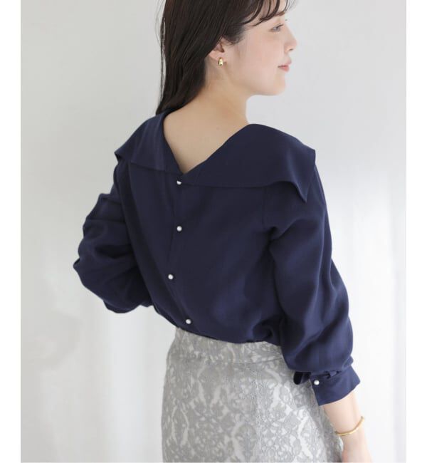  「【洗える】ロールカラーブラウス」|シャツ・ブラウス|