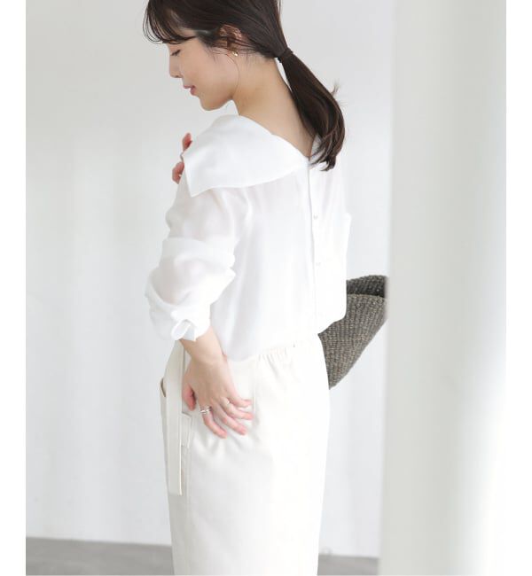  「【洗える】ロールカラーブラウス」|シャツ・ブラウス|