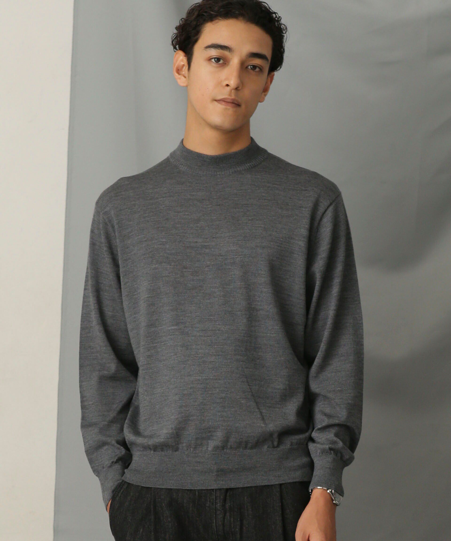 nano･universe「「毛玉レスニット」 ファインゲージモックネック」|ニット・セーター|トップグレー4