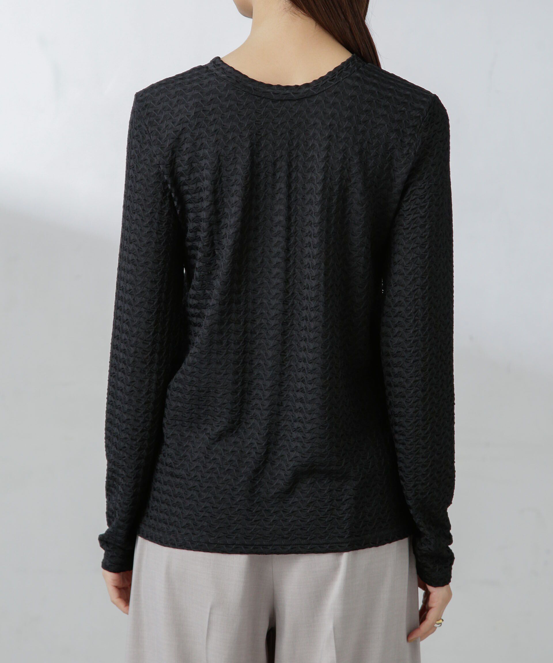 nano･universe「前後2wayシャーリングカットトップス」|Tシャツ・カットソー|