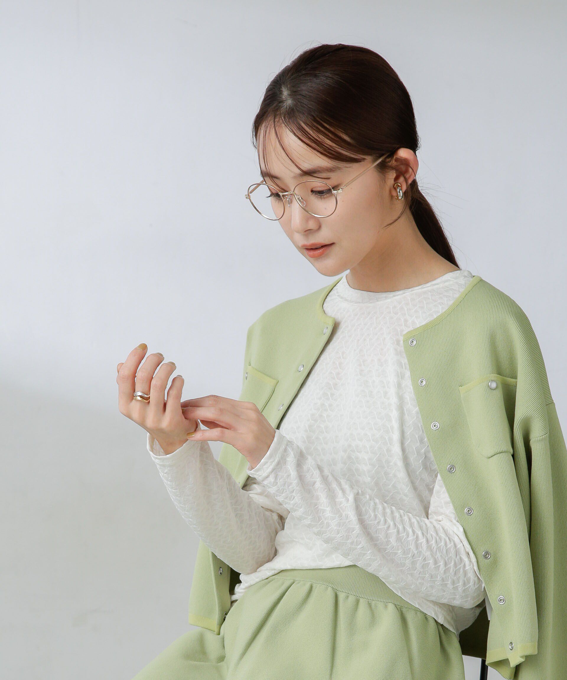 nano･universe「前後2wayシャーリングカットトップス」|Tシャツ・カットソー|ホワイト