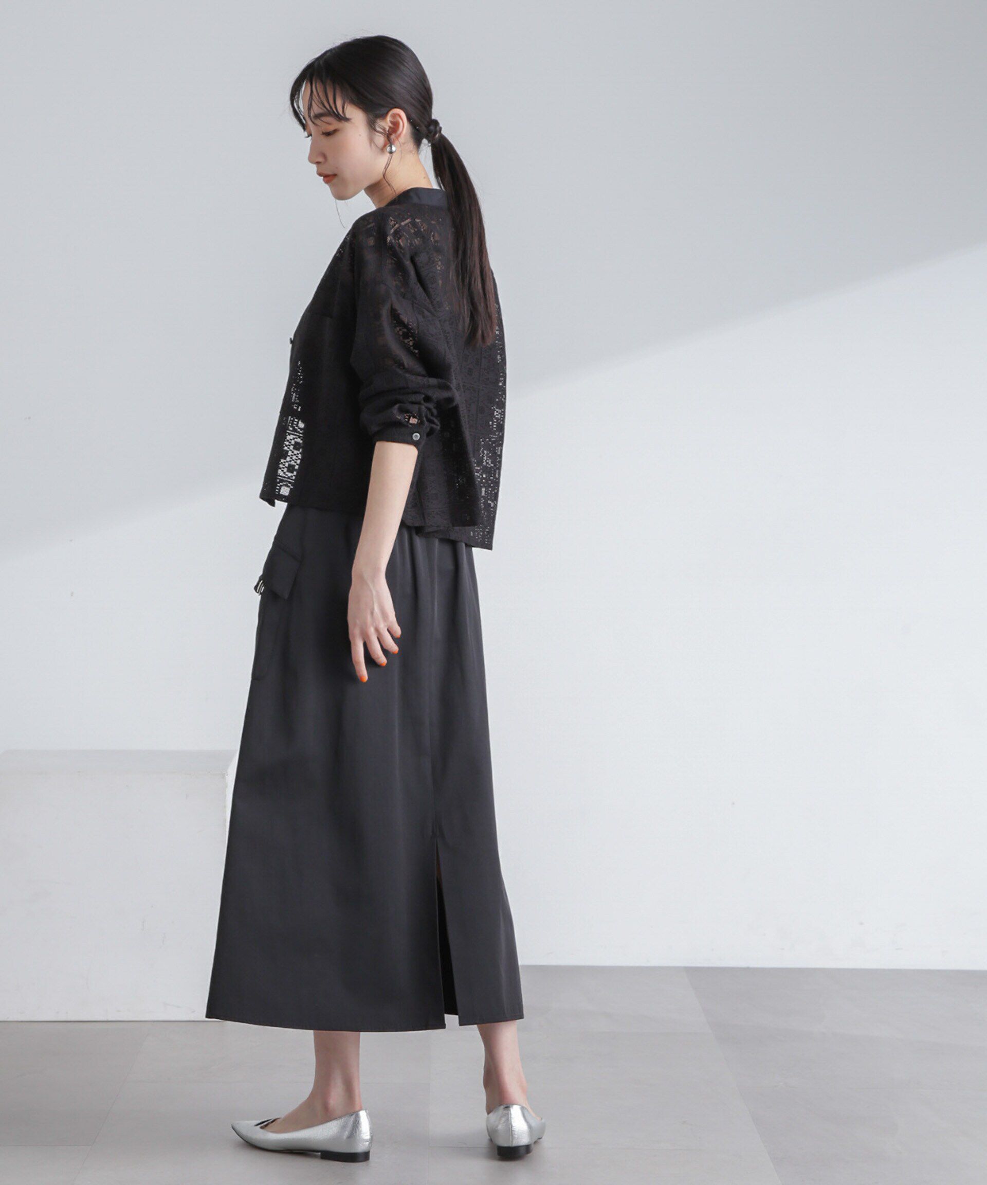 nano･universe「フラップポケットフレアスカート」|スカート|