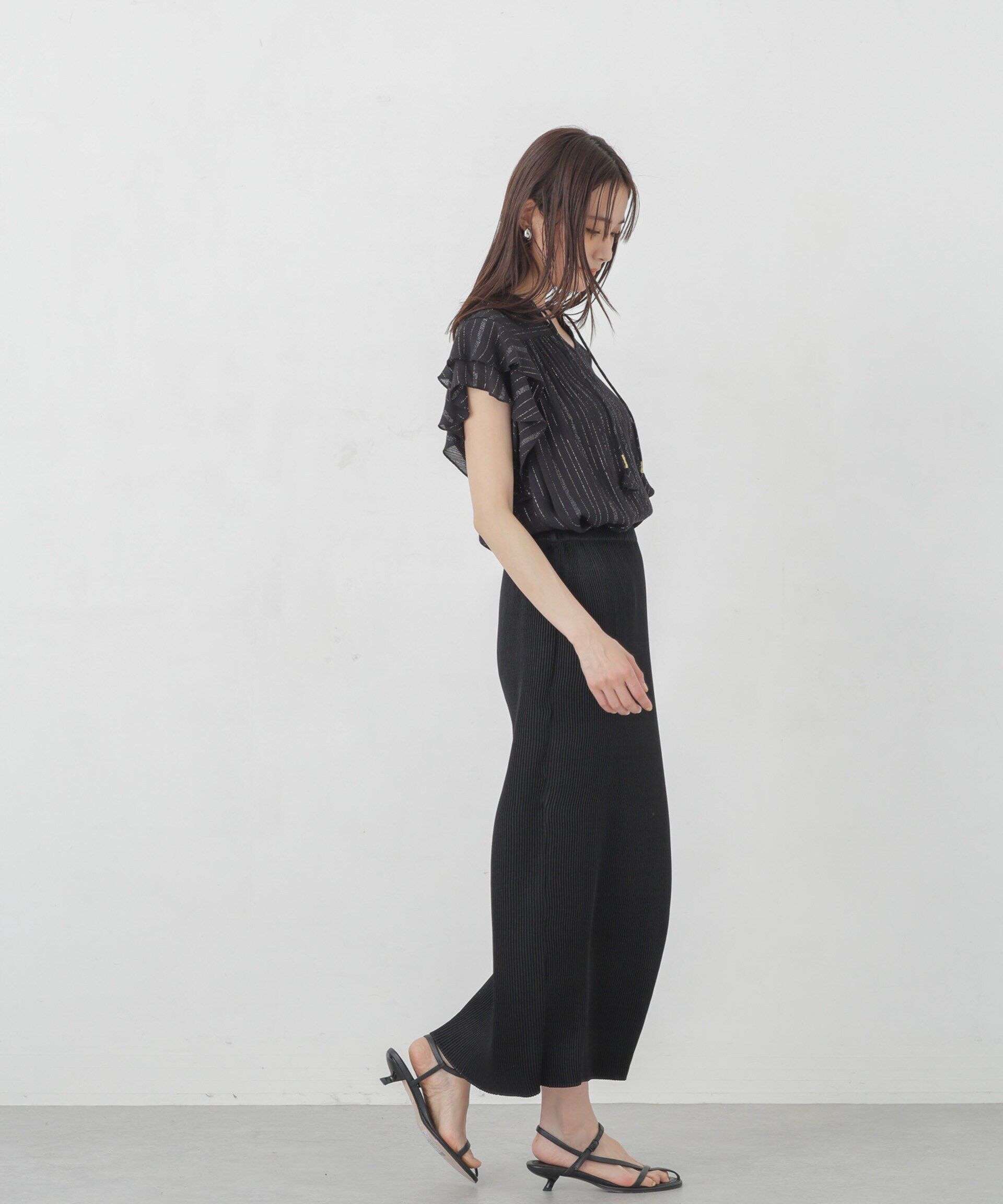 nano･universe「箔プリントプリーツスカート」|スカート|