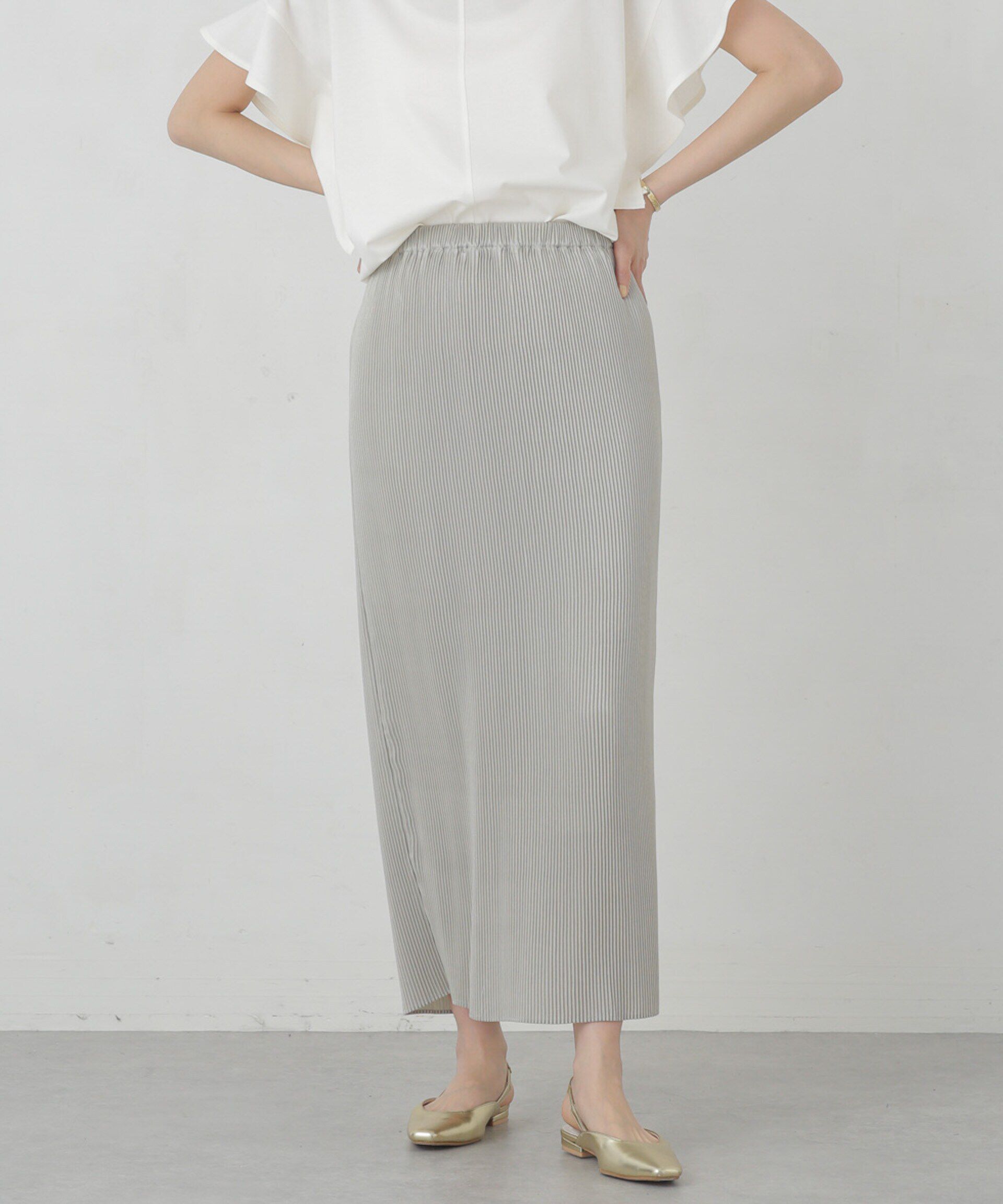 nano･universe「箔プリントプリーツスカート」|スカート|