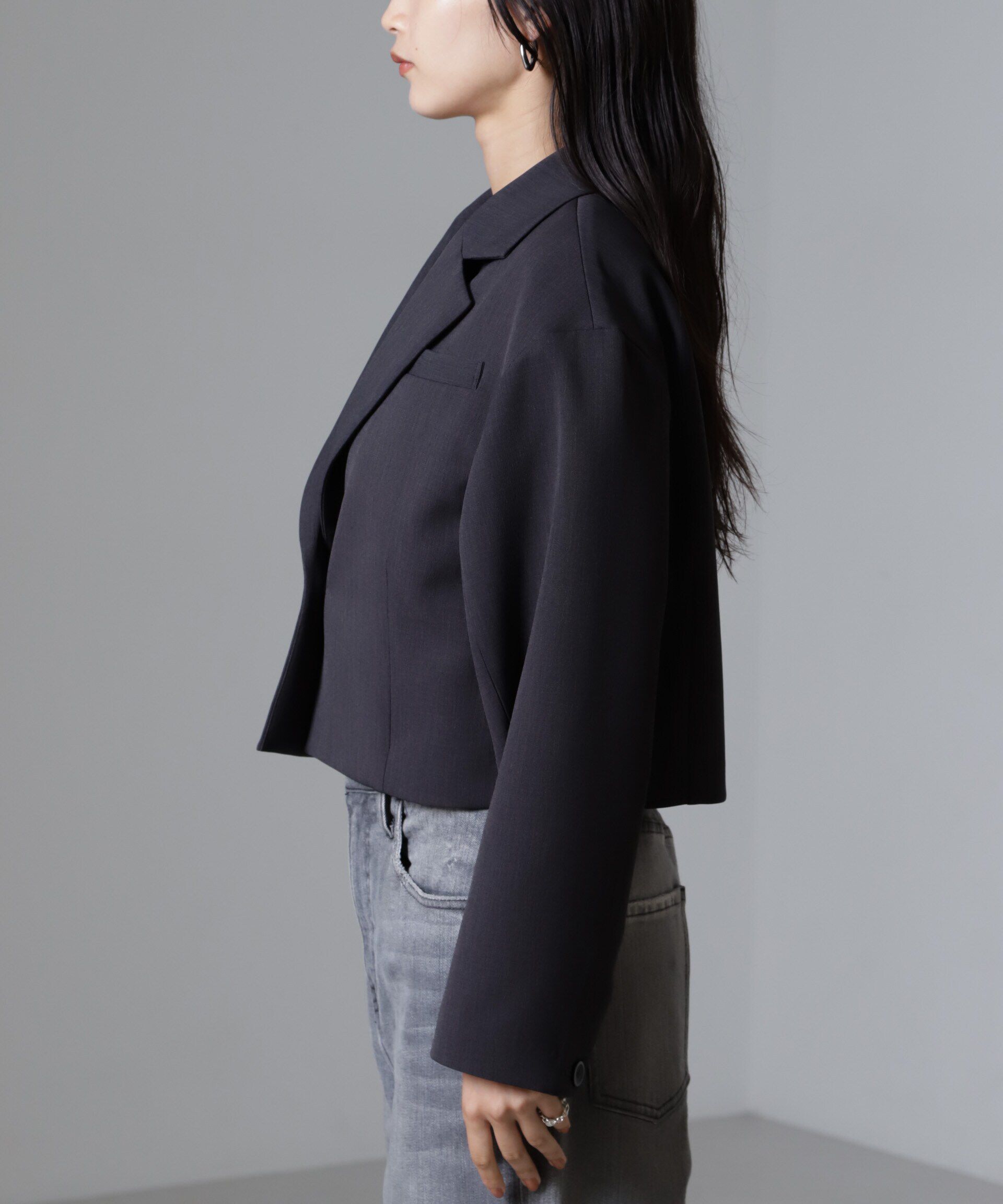 nano･universe「Reflax(R)ダブルクロスショートジャケット」|テーラードジャケット|