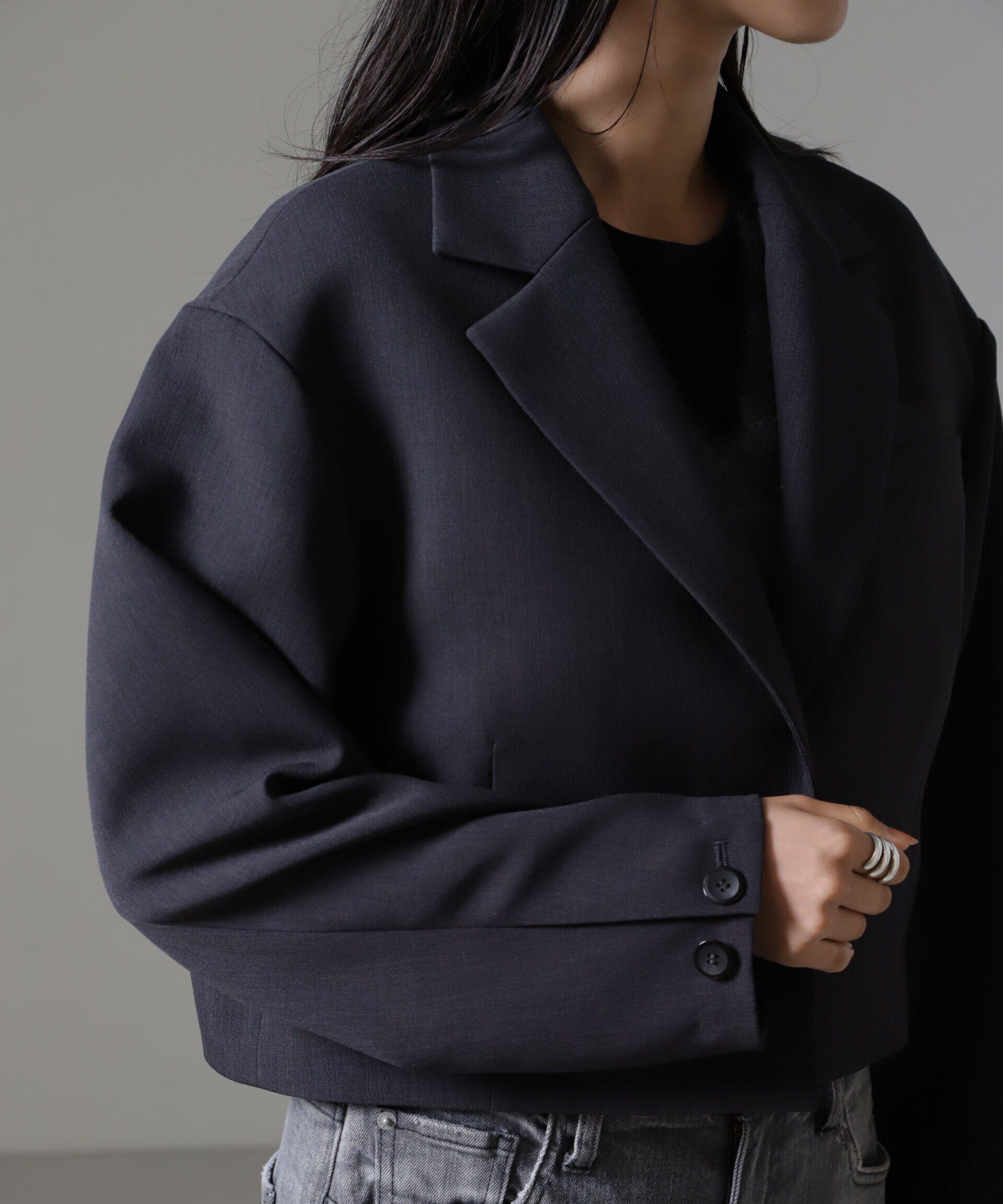 nano･universe「Reflax(R)ダブルクロスショートジャケット」|テーラードジャケット|