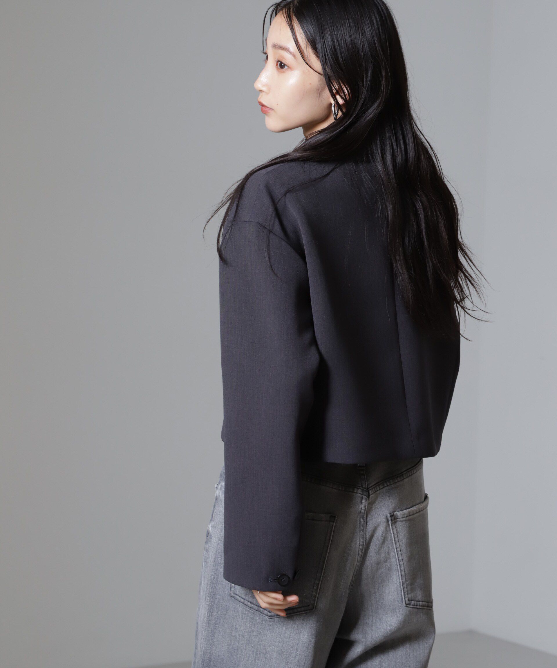 nano･universe「Reflax(R)ダブルクロスショートジャケット」|テーラードジャケット|