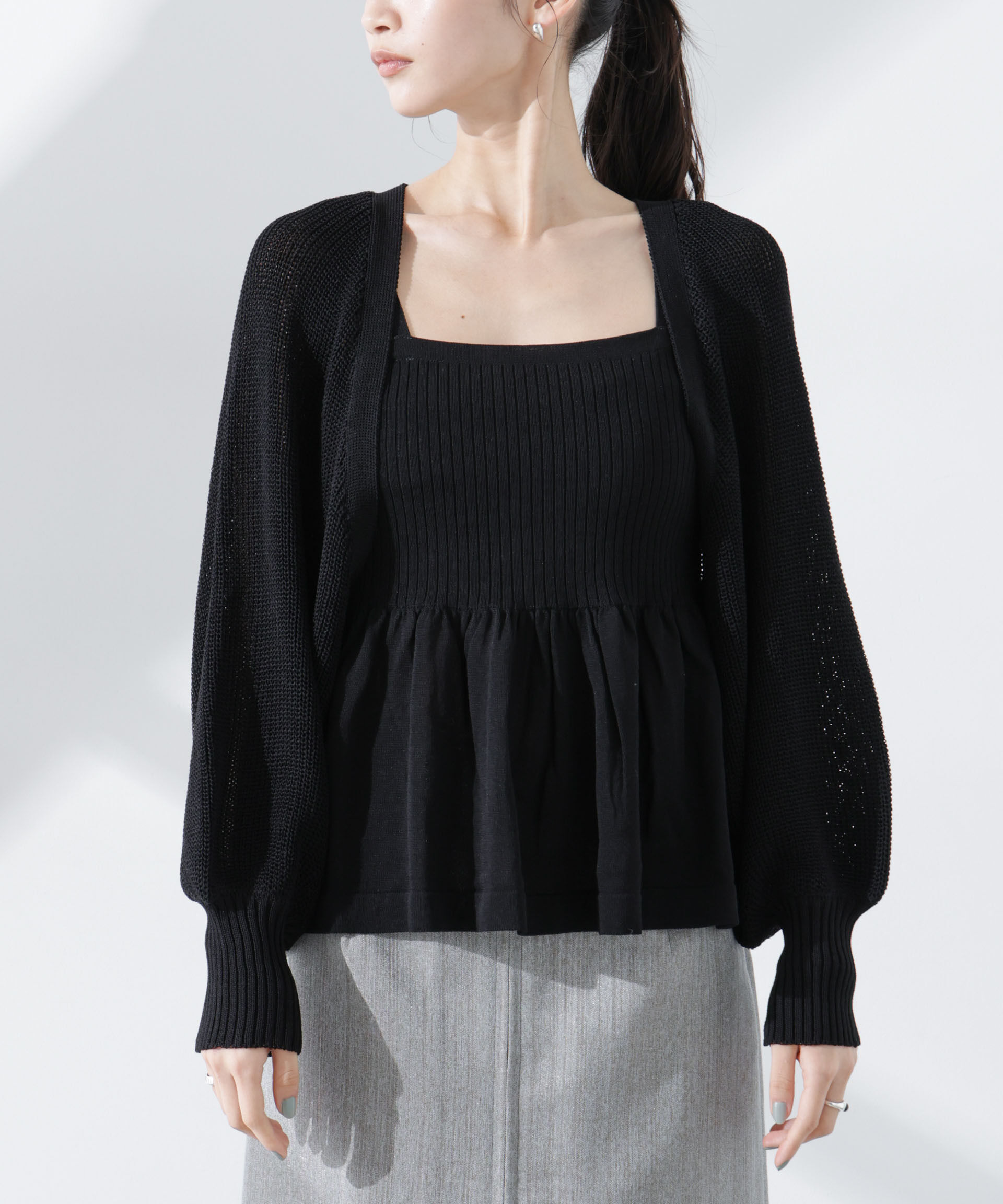 nano･universe「ペプラムキャミソール＋ボレロセット」|ニット・セーター|