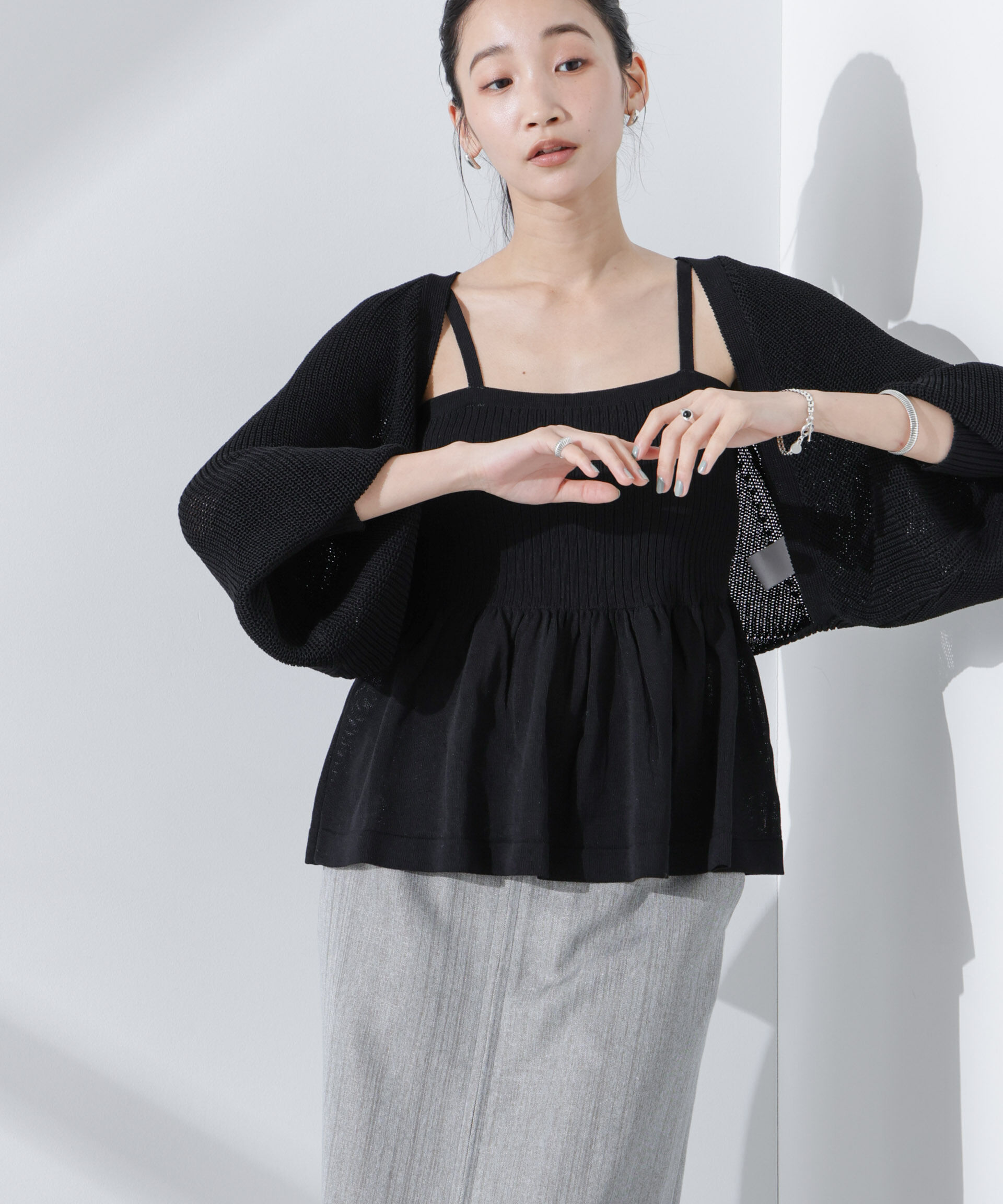 nano･universe「ペプラムキャミソール＋ボレロセット」|ニット・セーター|