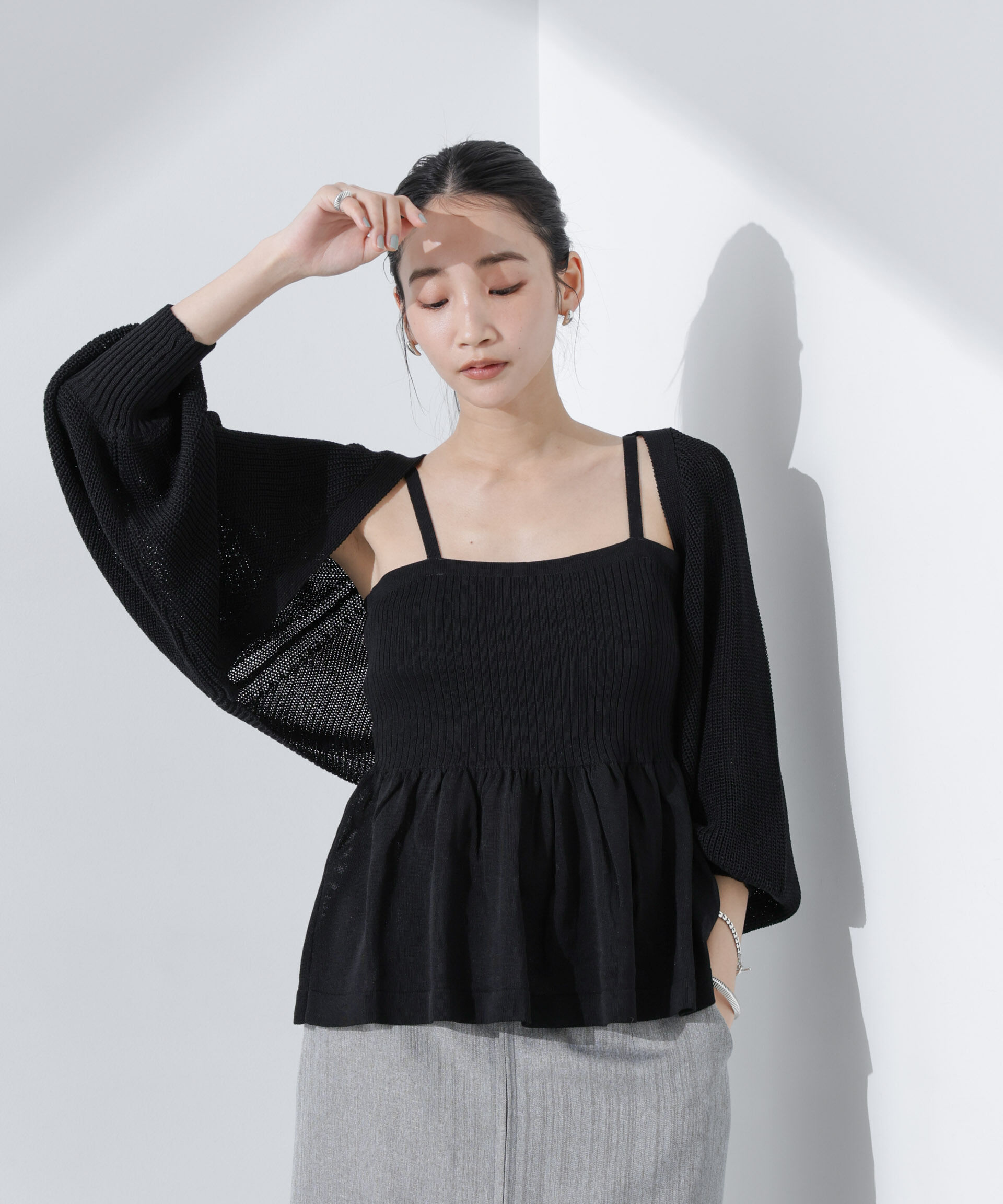 nano･universe「ペプラムキャミソール＋ボレロセット」|ニット・セーター|