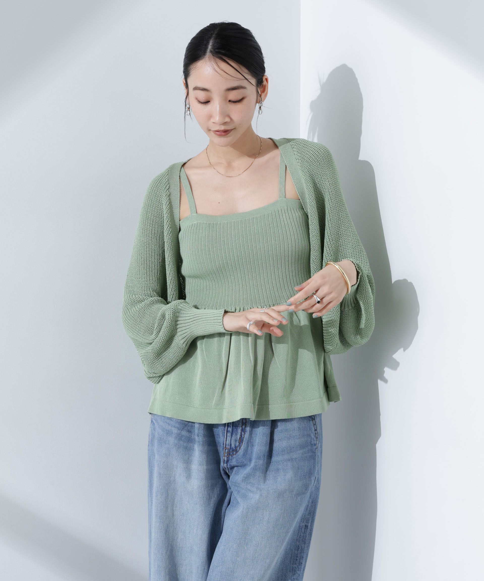 nano･universe「ペプラムキャミソール＋ボレロセット」|ニット・セーター|