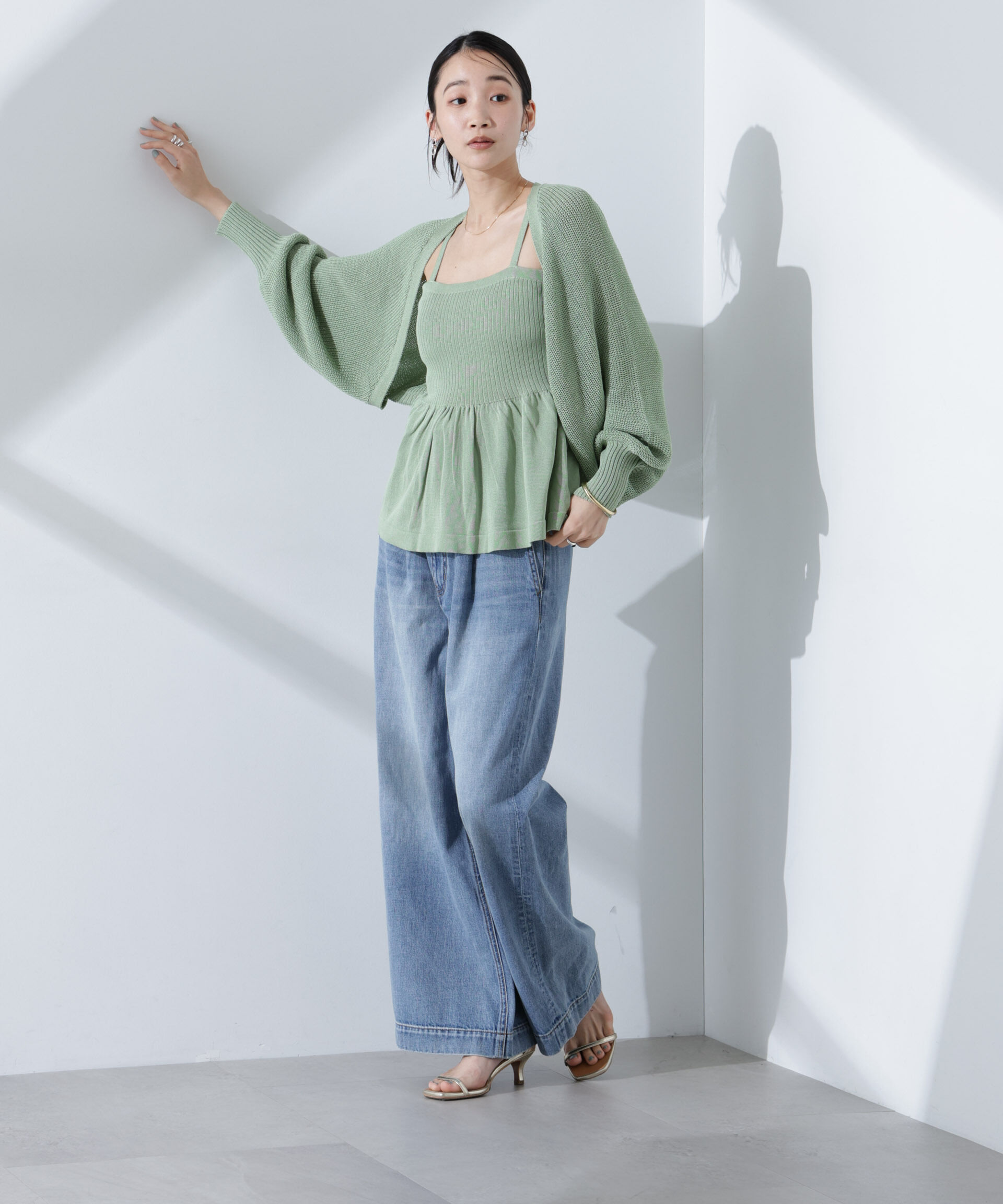 nano･universe「ペプラムキャミソール＋ボレロセット」|ニット・セーター|