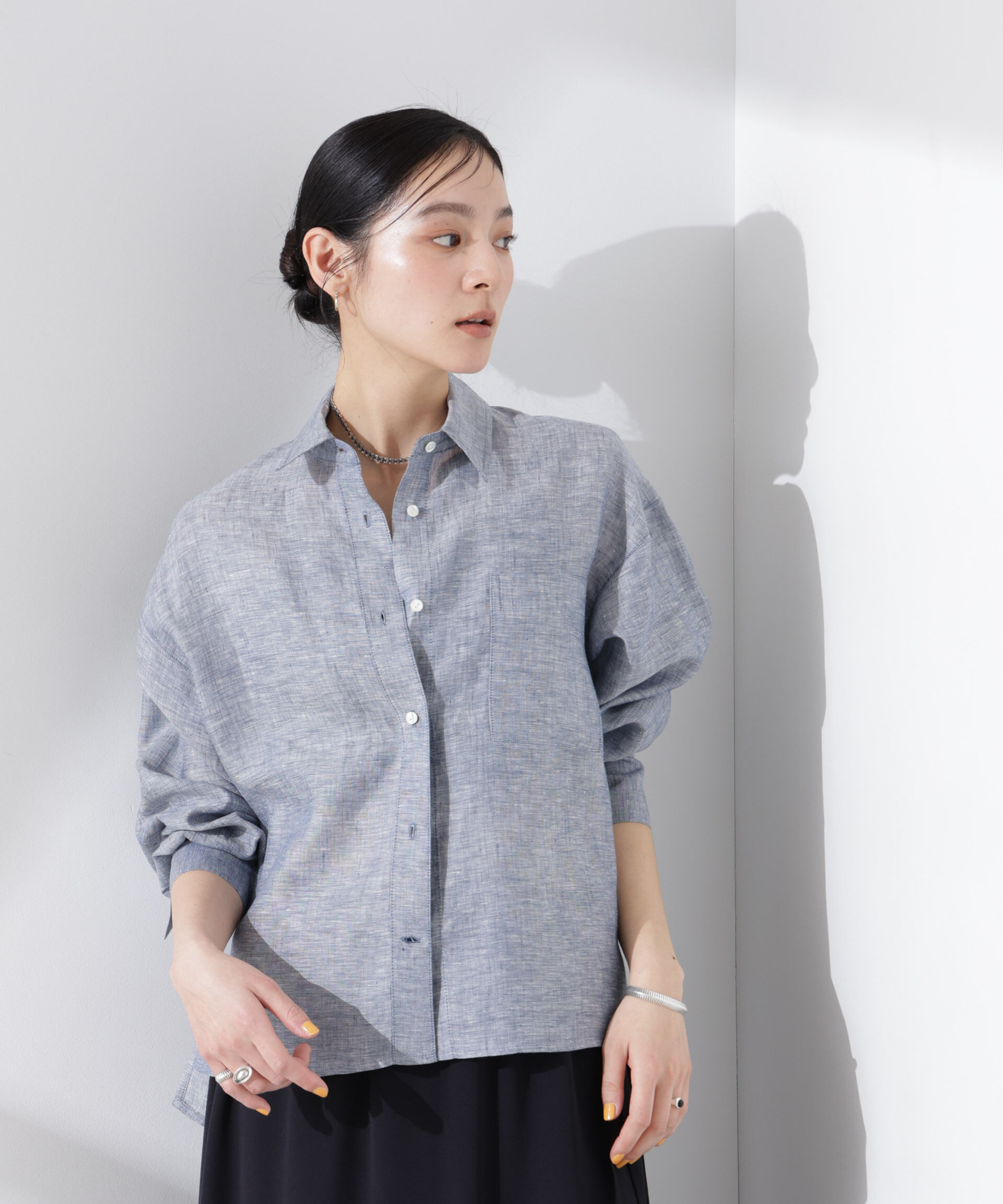 nano･universe「ヨーロピアンフラックス シアーシャツ（セットアップ可）」|シャツ・ブラウス|