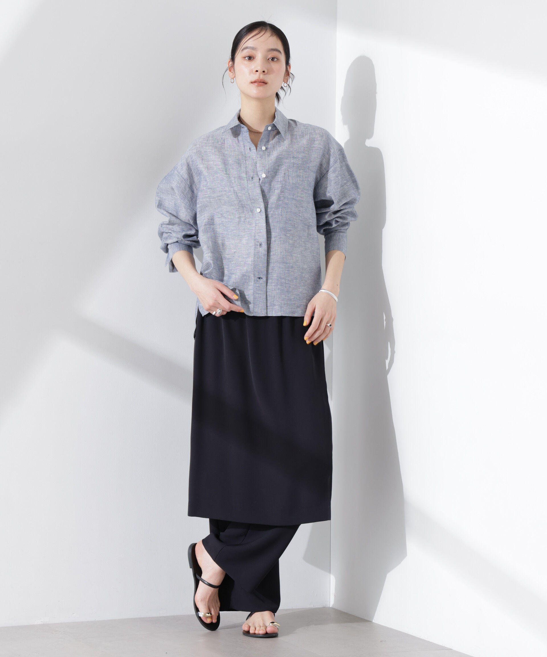 nano･universe「ヨーロピアンフラックス シアーシャツ（セットアップ可）」|シャツ・ブラウス|