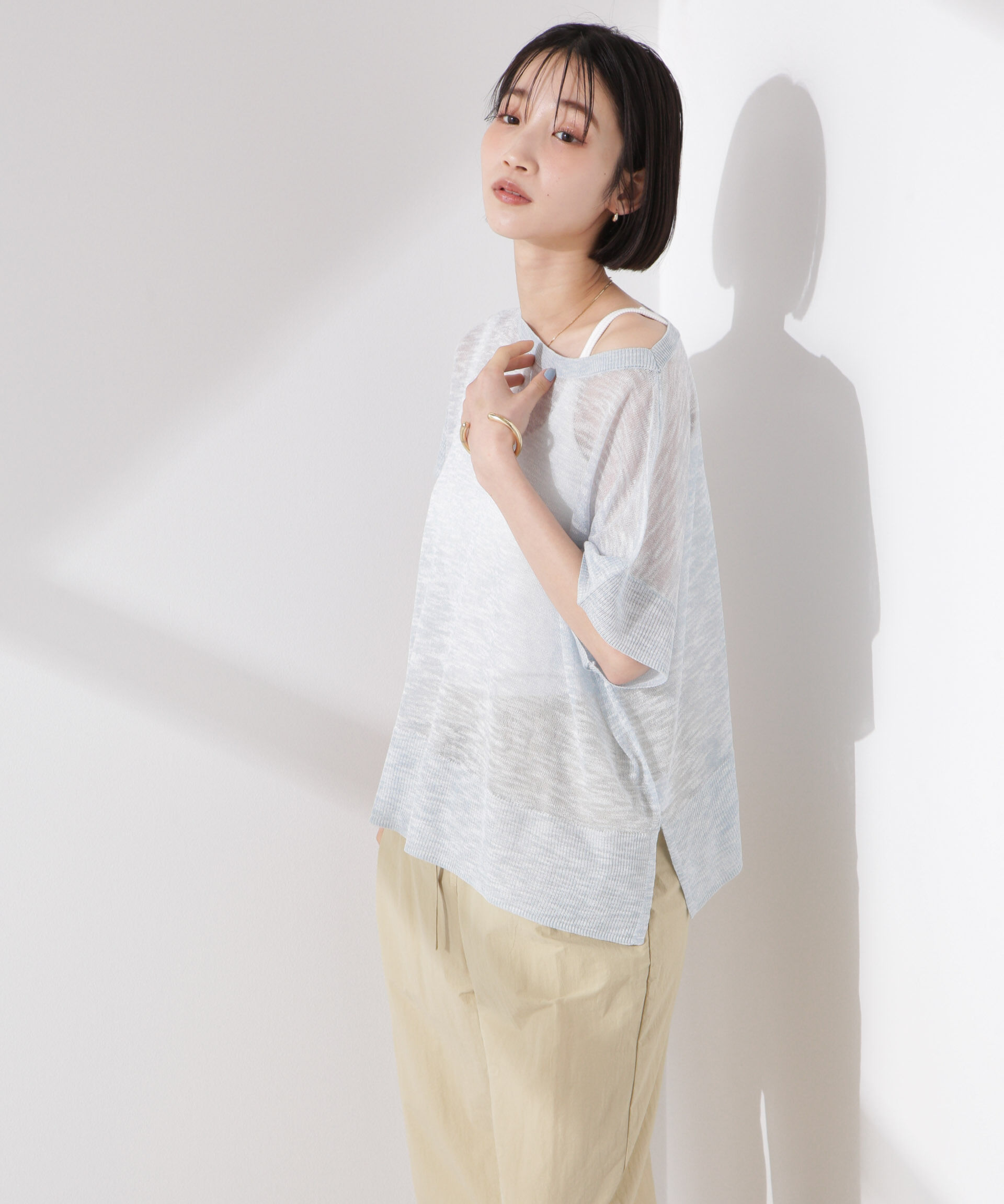 nano･universe「ラメスラブシアーワイドニットトップス」|ニット・セーター|