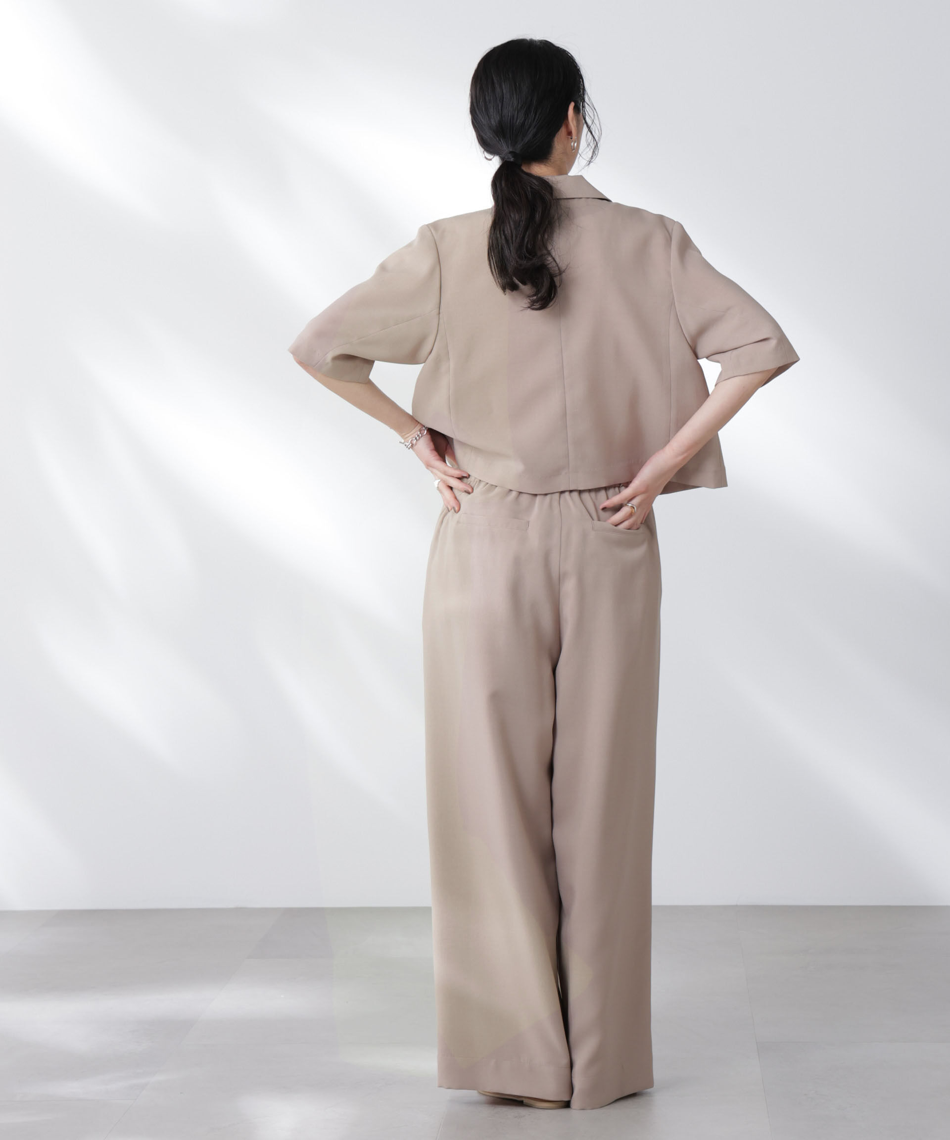 nano･universe「メランジドライ イージーワイドパンツ(セットアップ可)」|チノ|