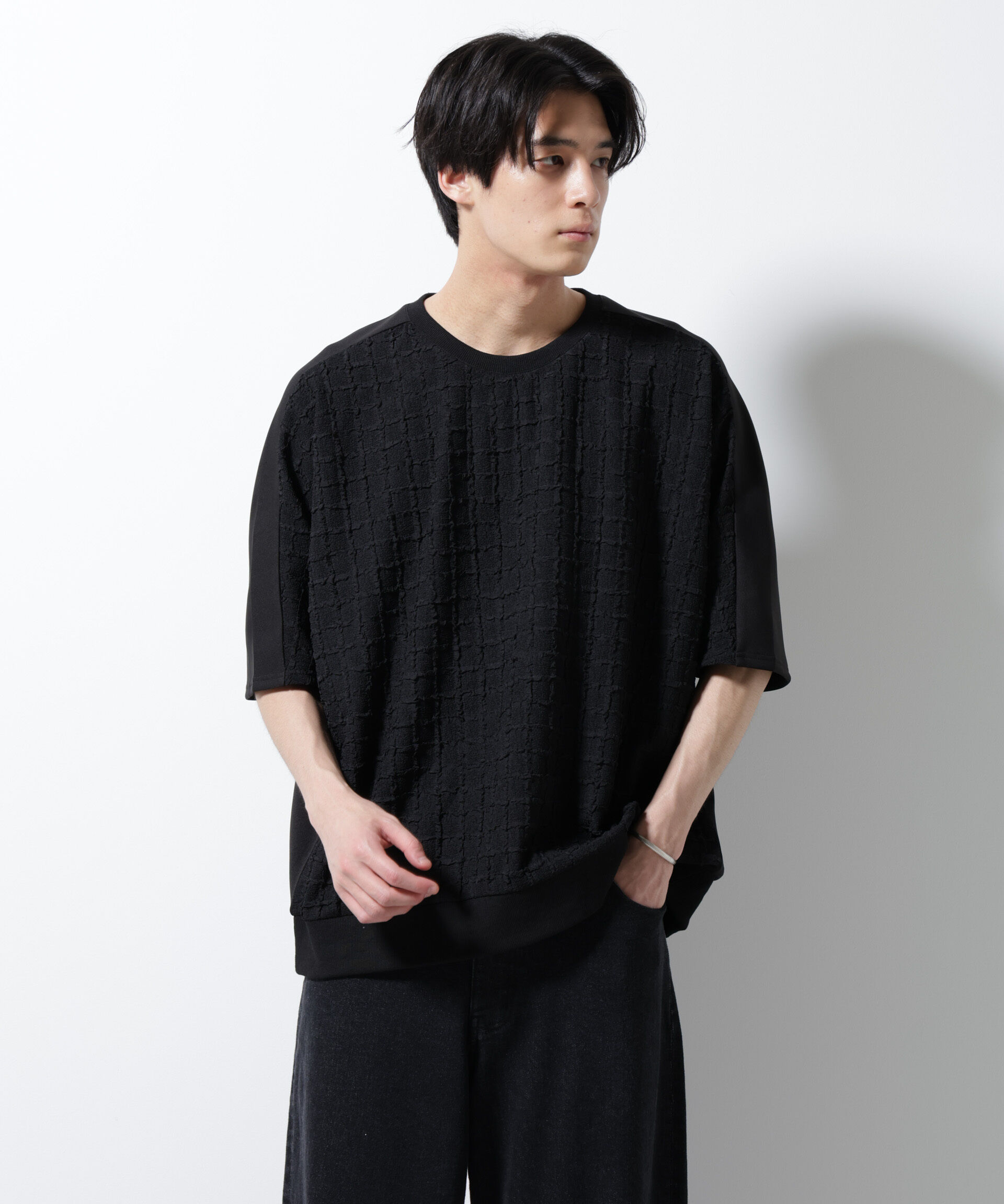 nano･universe「フクレジャガードTシャツ」|Tシャツ・カットソー|ブラック