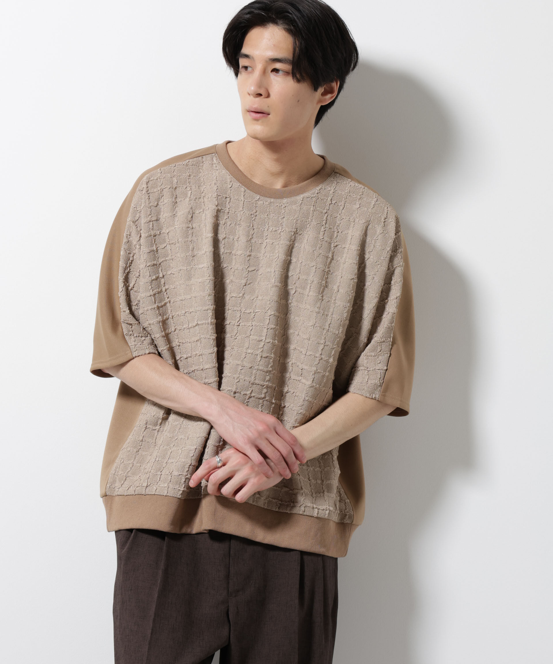 nano･universe「フクレジャガードTシャツ」|Tシャツ・カットソー|ベージュ