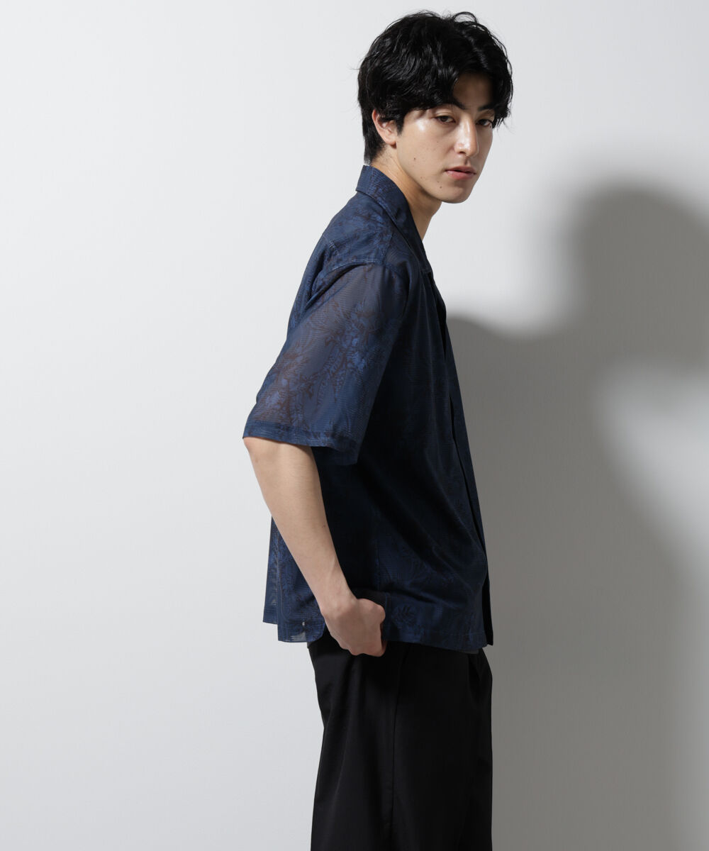nano･universe「NORMANBROS別注 メッシュプリントシャツ 半袖」|シャツ・ブラウス|