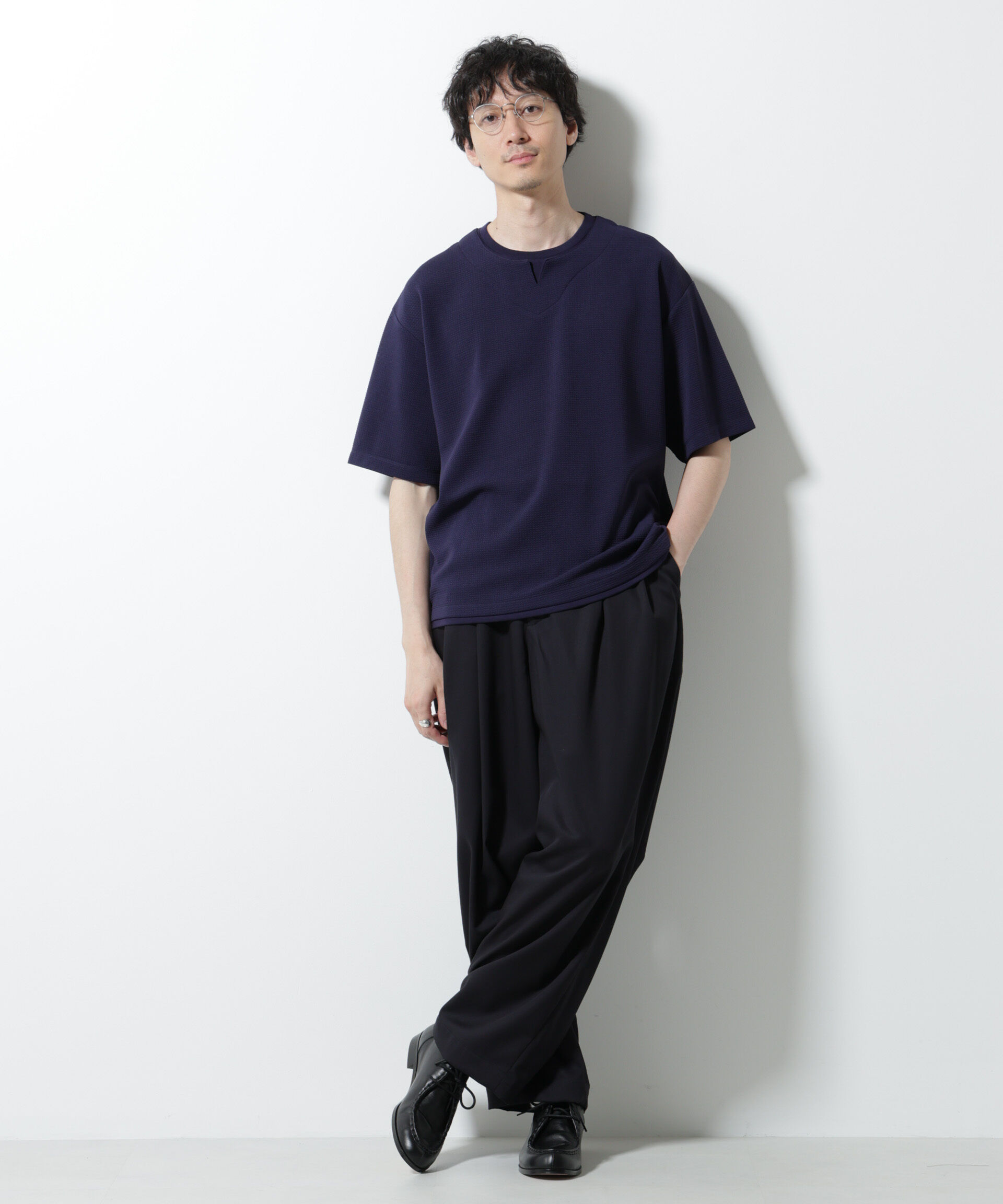 nano･universe「フェイクレイヤードキーネックTシャツ 半袖」|Tシャツ・カットソー|