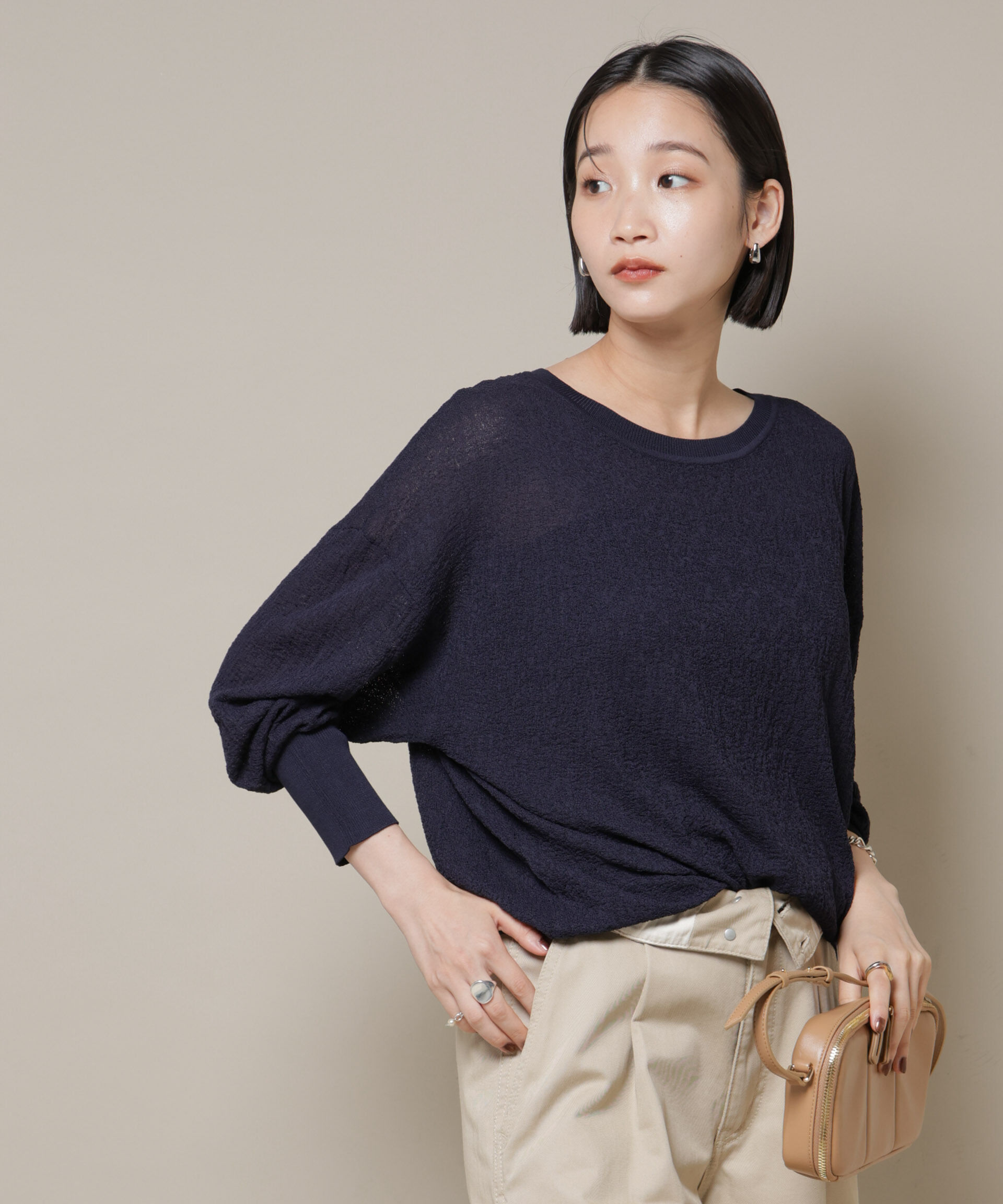 nano･universe「梨地ボートネックワイドシルエットニット」|ニット・セーター|